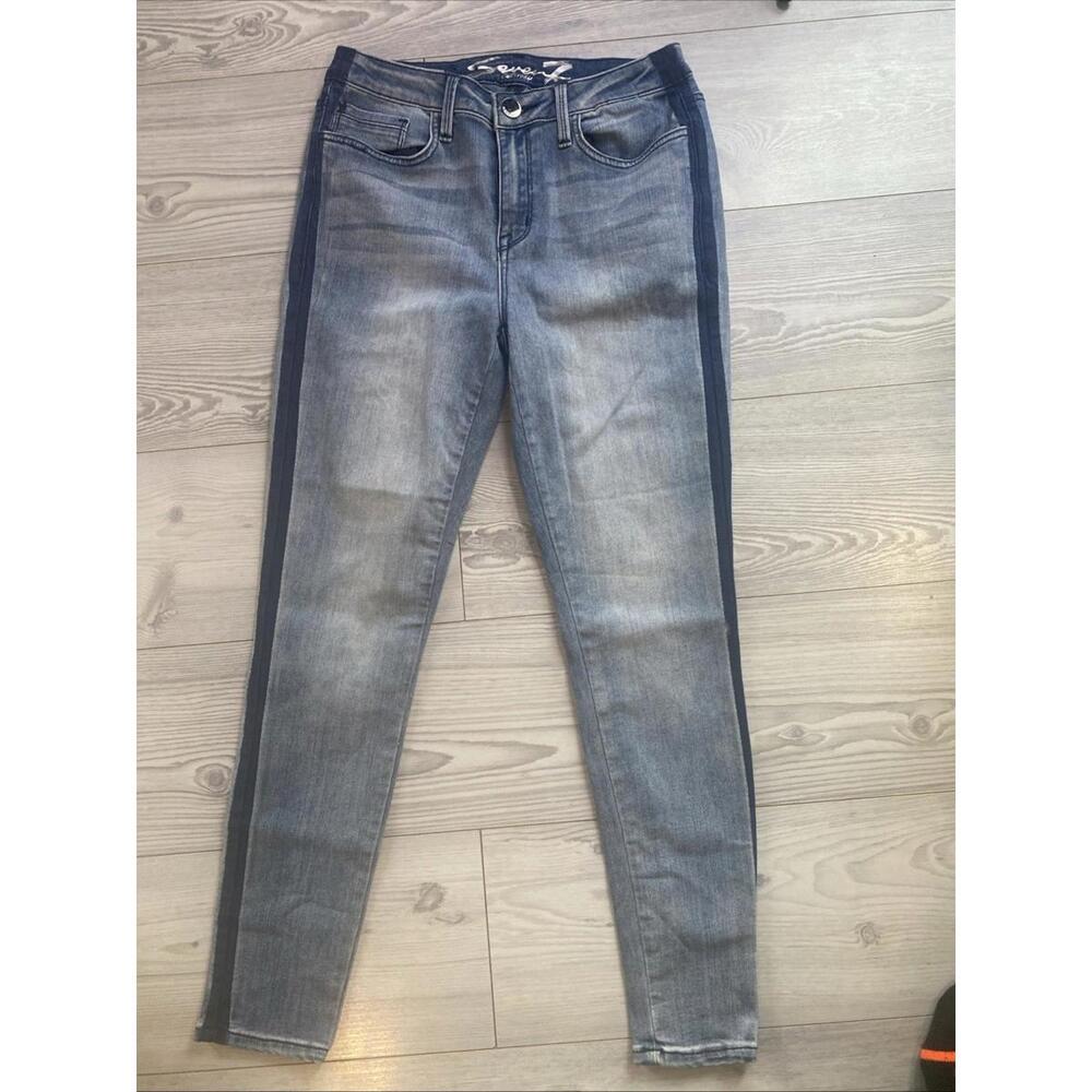SEVEN 7 Jeans Skinny Women’s Size 8 Blue Striped Retro 90s Look